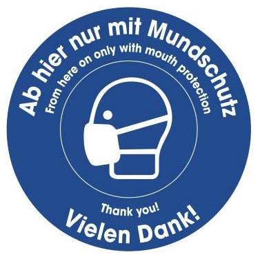 Aufkleber_Mundschutz_1 Bodenmarkierung Mundschutz Ø 30 cm - 2-sprachig